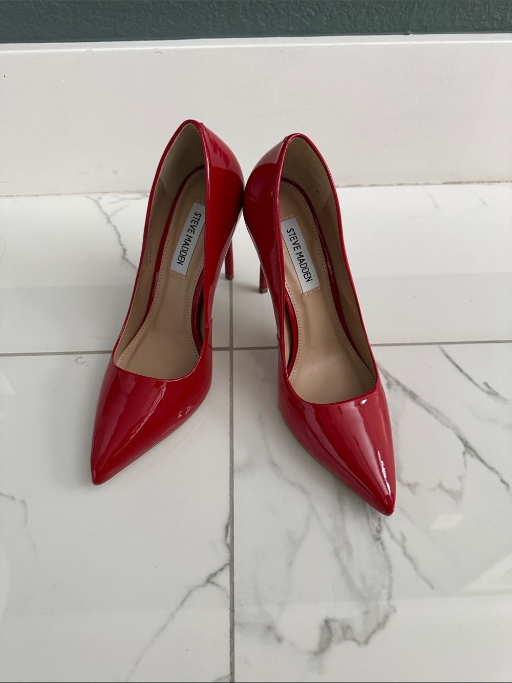 Steve Madden Red Patent Pointed Toe Stilettos